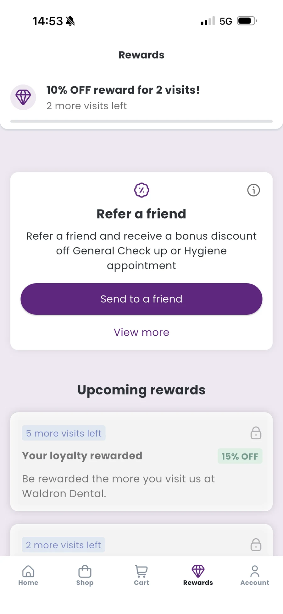 PatientPerfect dental rewards and referral screen